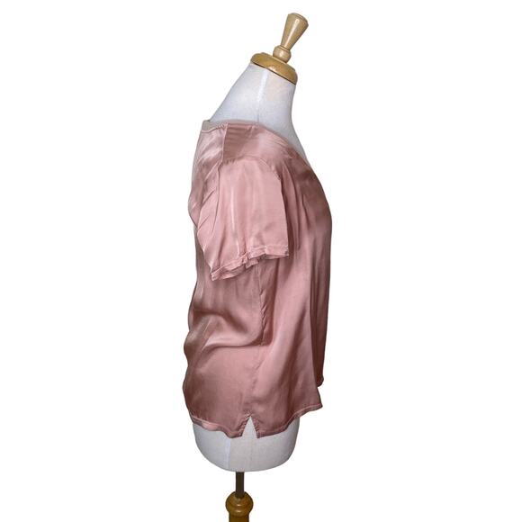 NATION LTD June Sateen V Neck Top in Latte Pink Size Small - Picture 9 of 14